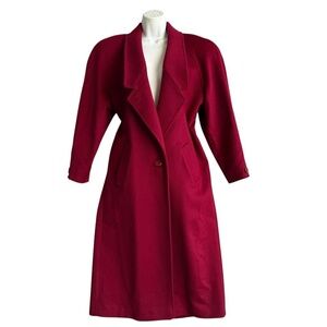 Vintage Cassidy Ruby Red Wool Overcoat Women's Petites 4 Long Retro Edwardian